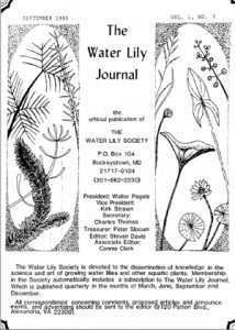 The Water Lily Journal: September 1985, Vol. 1, No. 3